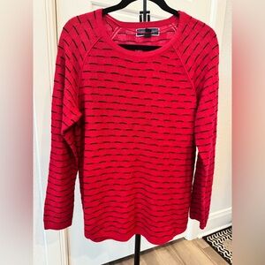 Karen Scott Red and Black Striped Sweater